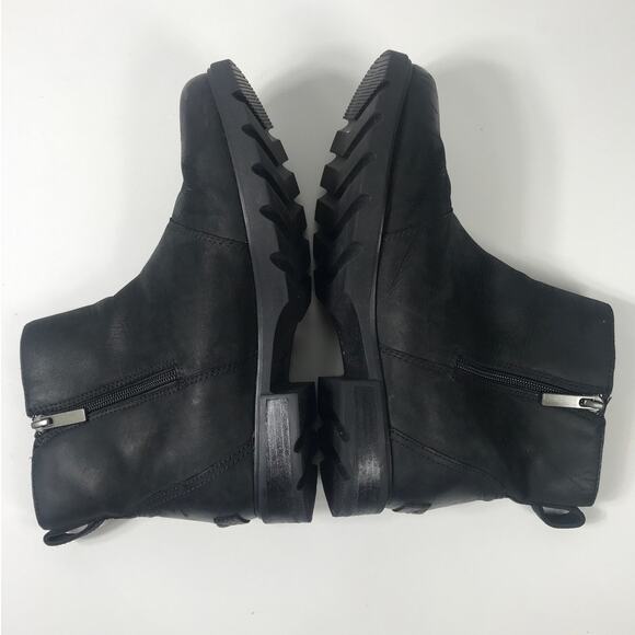Sorel Emelie Women's 8 Black Zip Ankle Boots Waterproof Cute Functional Fall - Picture 3 of 8